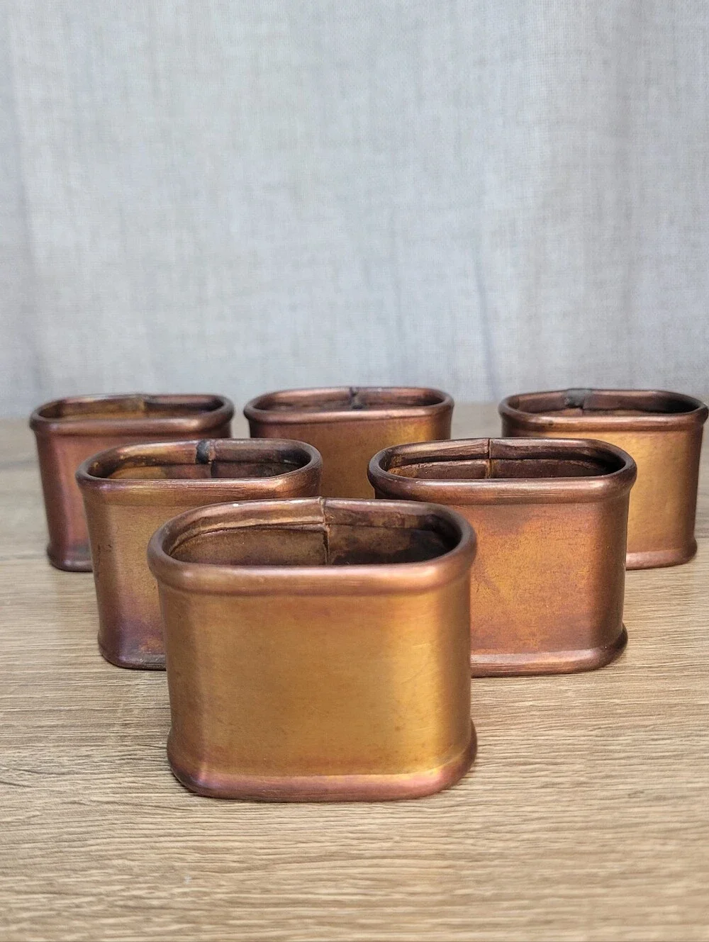 Copper Napkin Rings Set of 6 - Warm Gold Home Rustic Accent